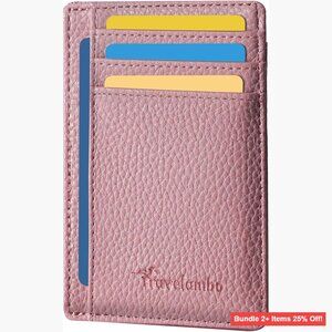 Slim Front Pocket RFID Blocking Leather Wallet Minimalist Medium Size